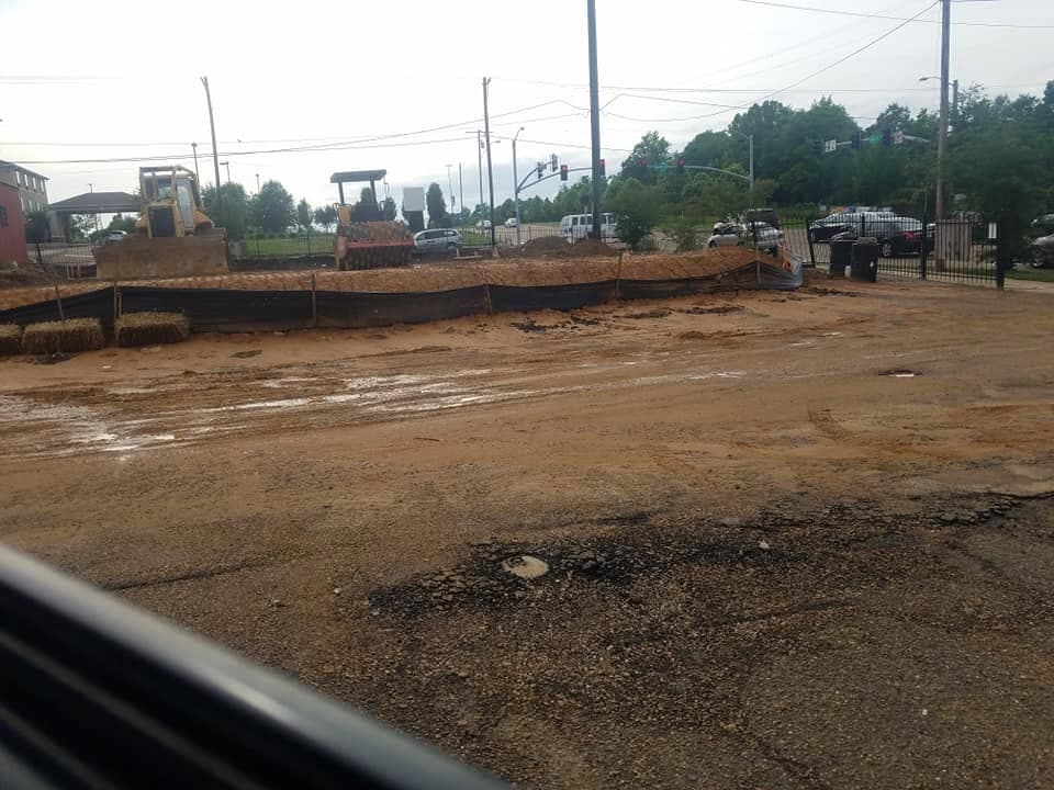 Finished, compacted commercial lot ready for paving